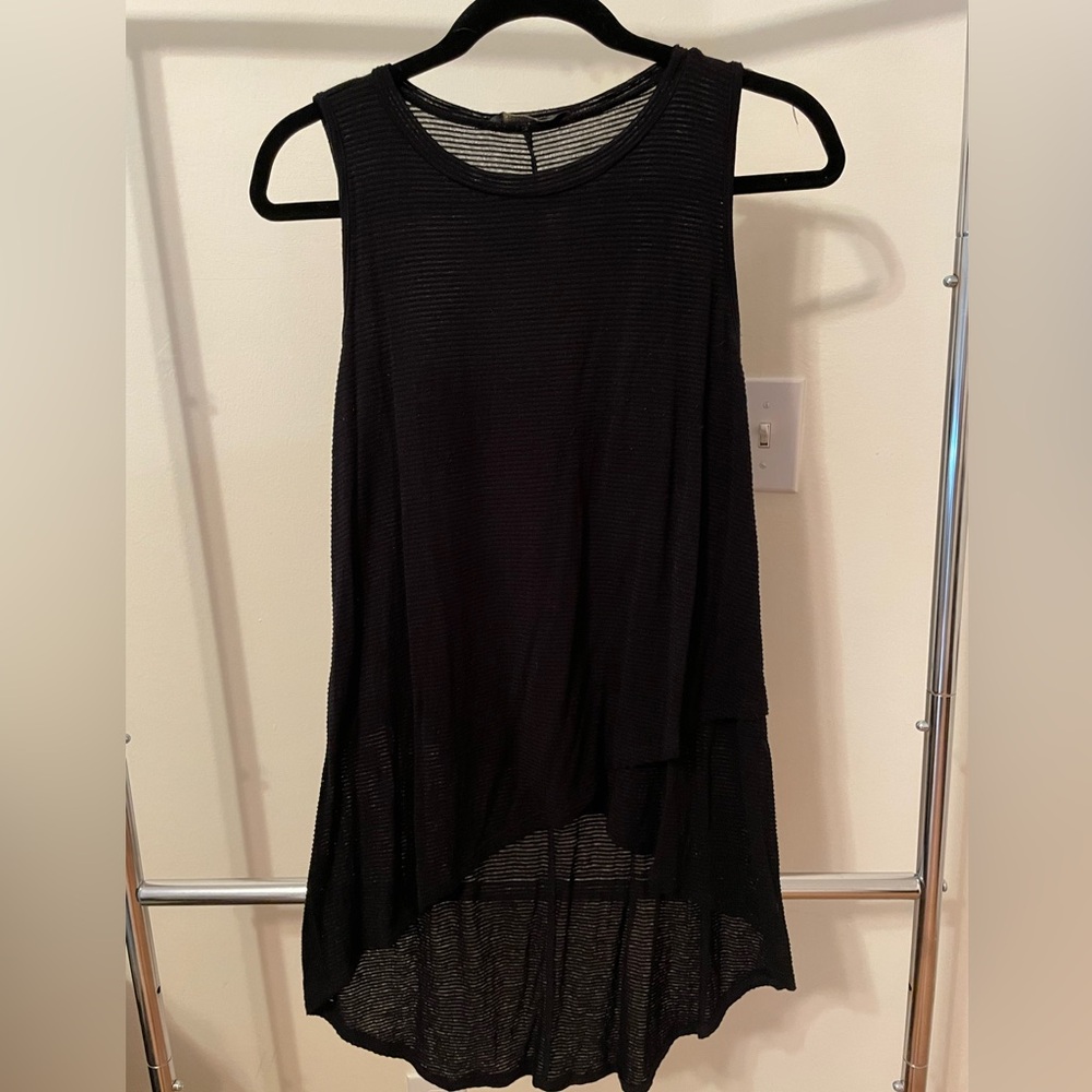 Elegant Black Sleeveless Extra Long Top